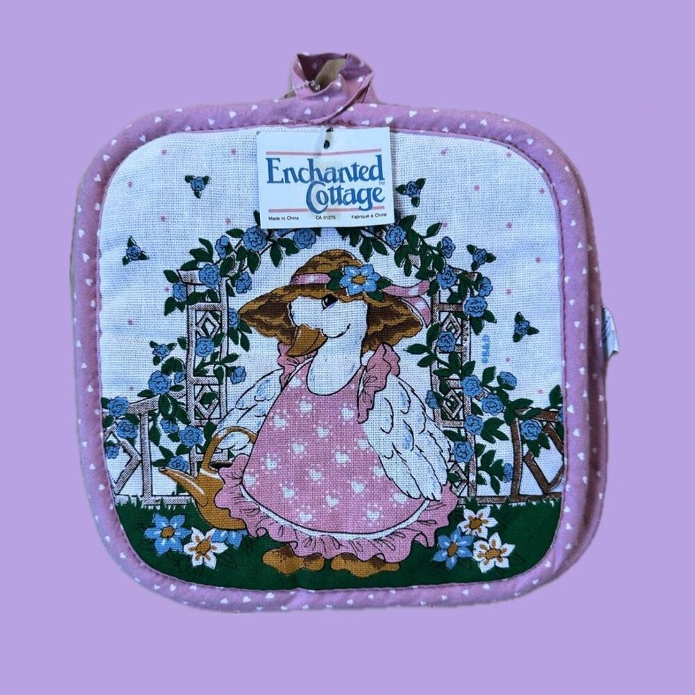 Vintage Cottagecore Goose Pot Holder Set – NWT 80s Enchanted Cottage